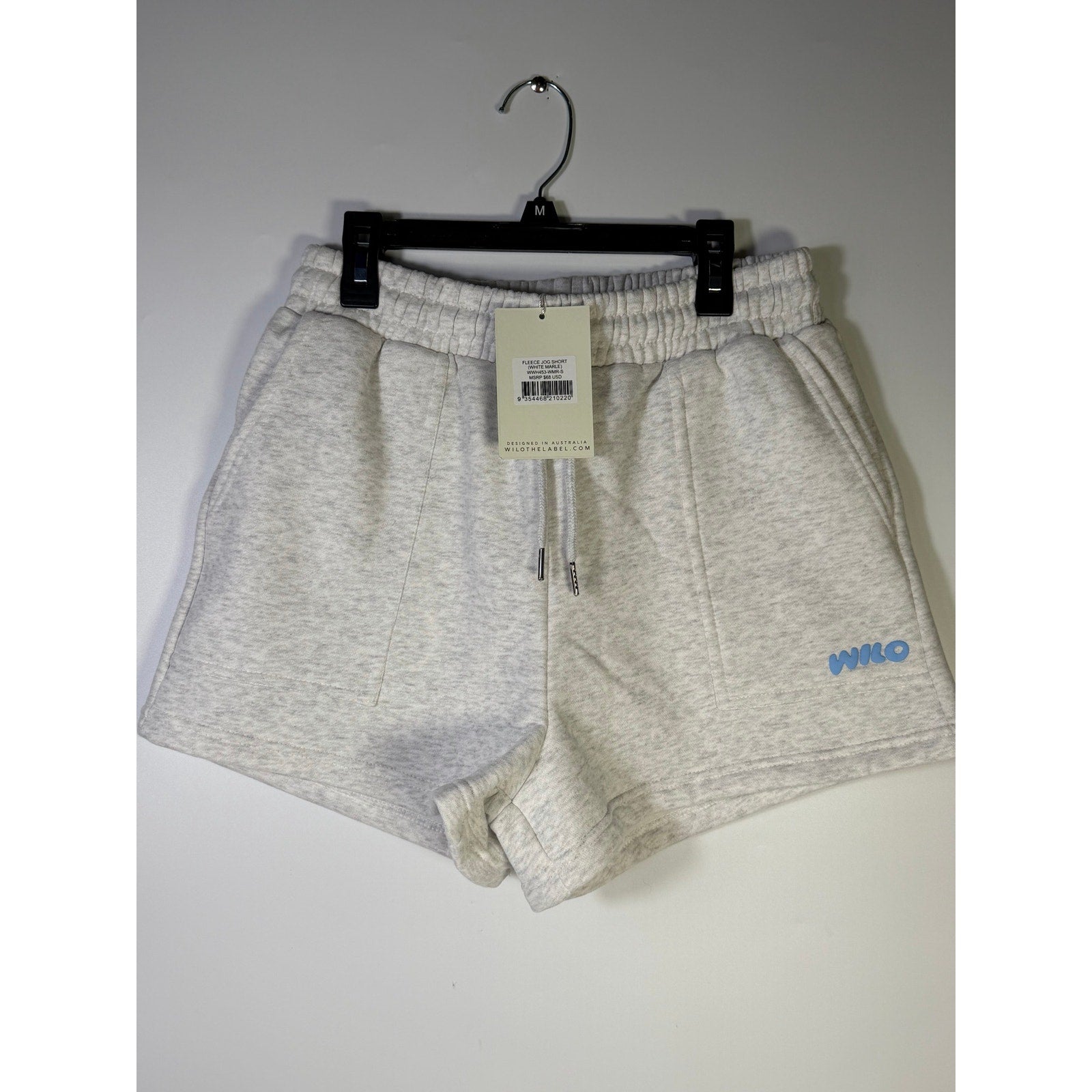 WILO The Label Women’s Fleece Jog Shorts White Marle Size M NWT