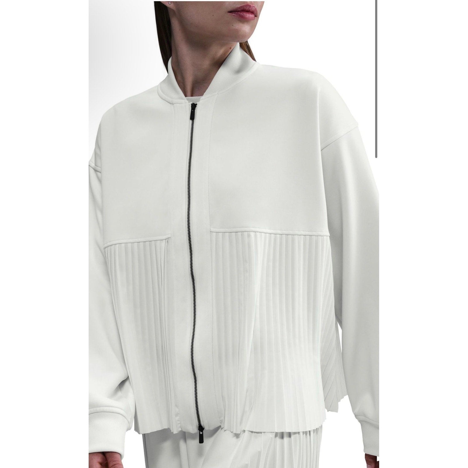 Nike Women's Pleated Bomber Jacket Full Zip Sail White Size M NWT