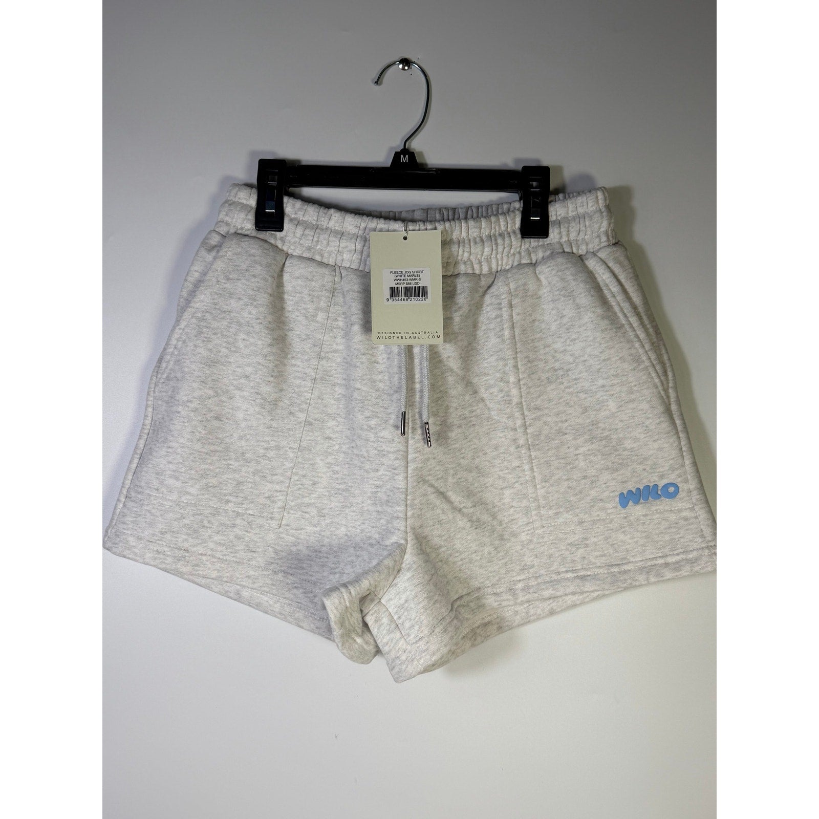 WILO The Label Women’s Fleece Jog Shorts White Marle Size M NWT