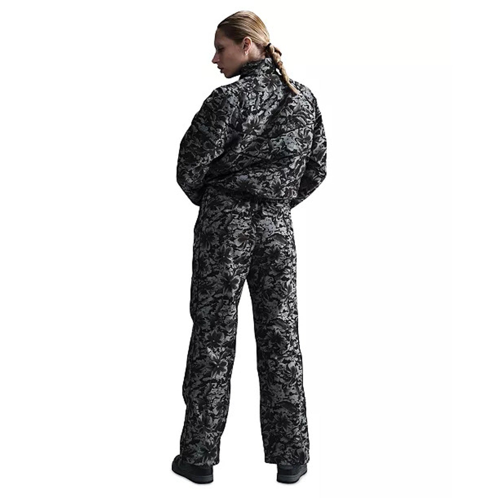 Copied - Nike Sportswear Women's Floral Wide Leg Track Pants Black Gray High Rise