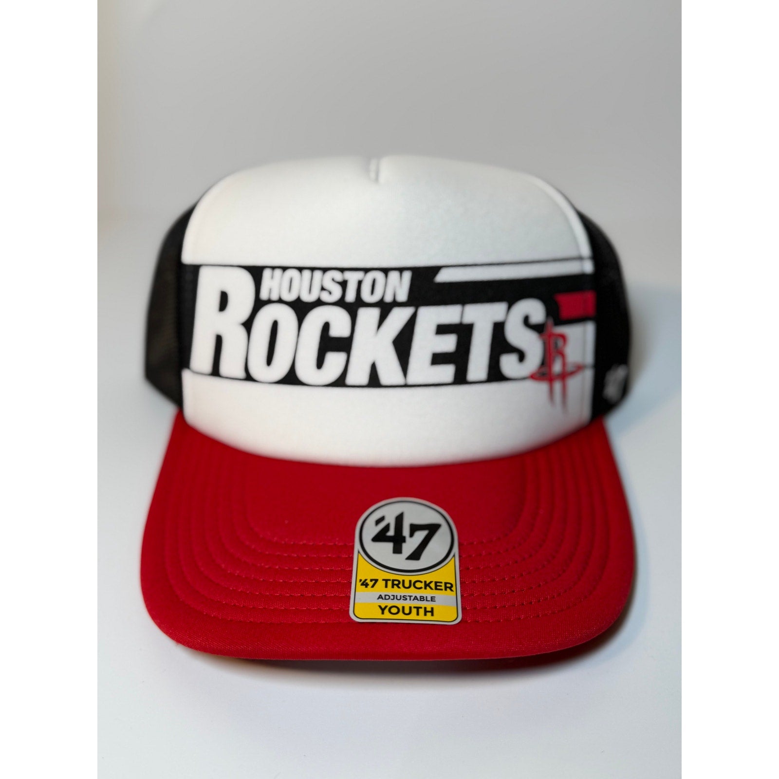 '47 Houston Rockets Youth Trucker Snapback Hat Red/Black Adjustable NWT