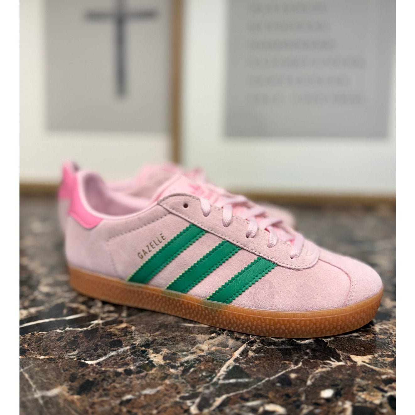adidas Gazelle J Sneakers Pink/Green Gum Sole (NIB) Youth 4.5