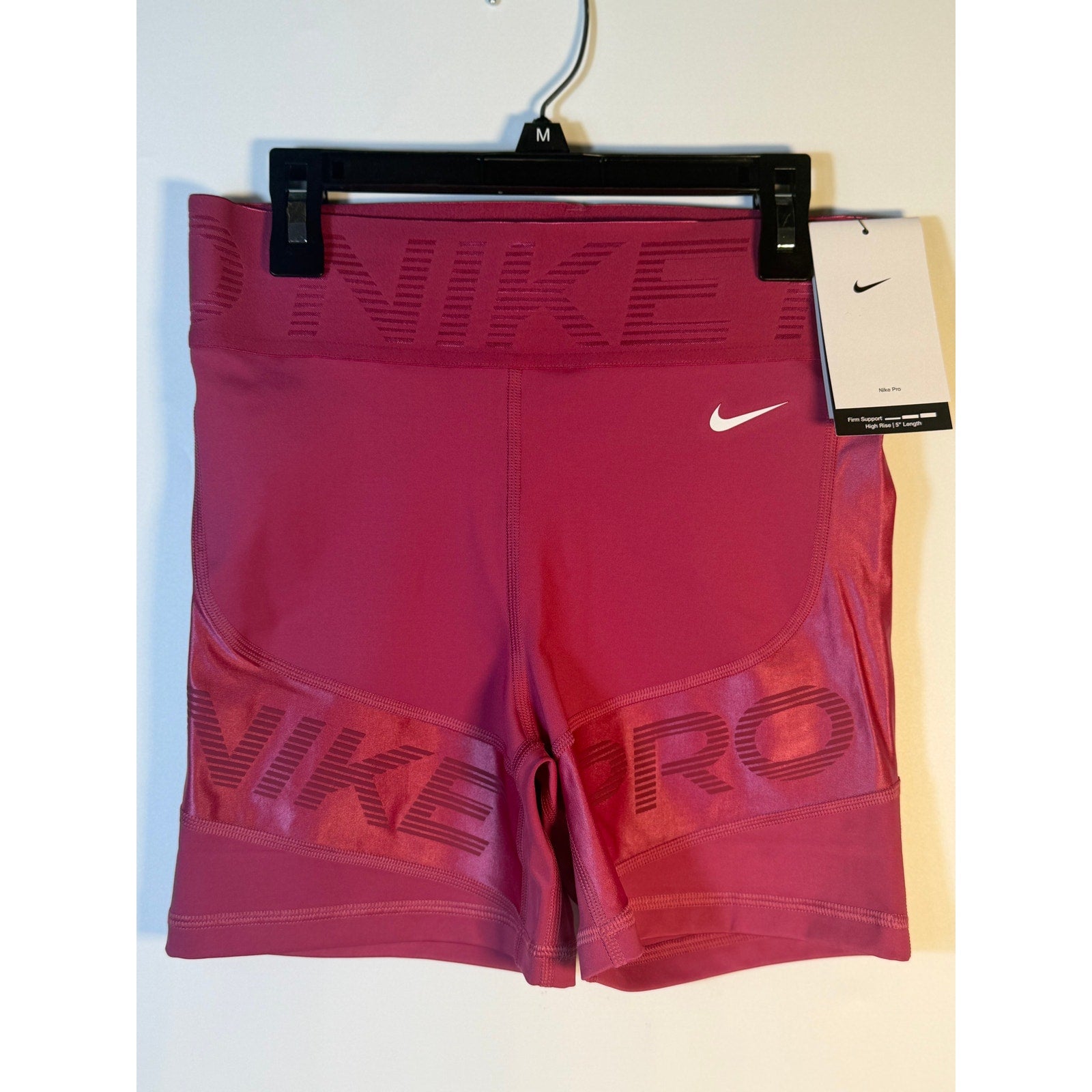 Nike Pro High Rise 5" Training Shorts Women's XL Firm Support Berry NWT