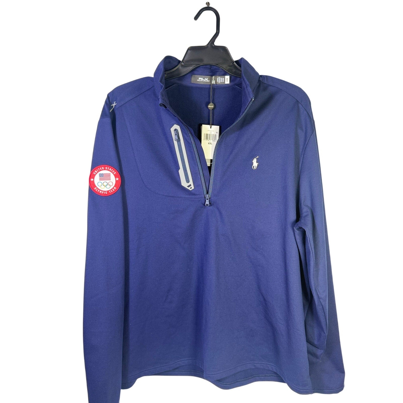 Ralph Lauren RLX Team USA Olympic Quarter-Zip Pullover Men’s XXL Navy NWT - back view