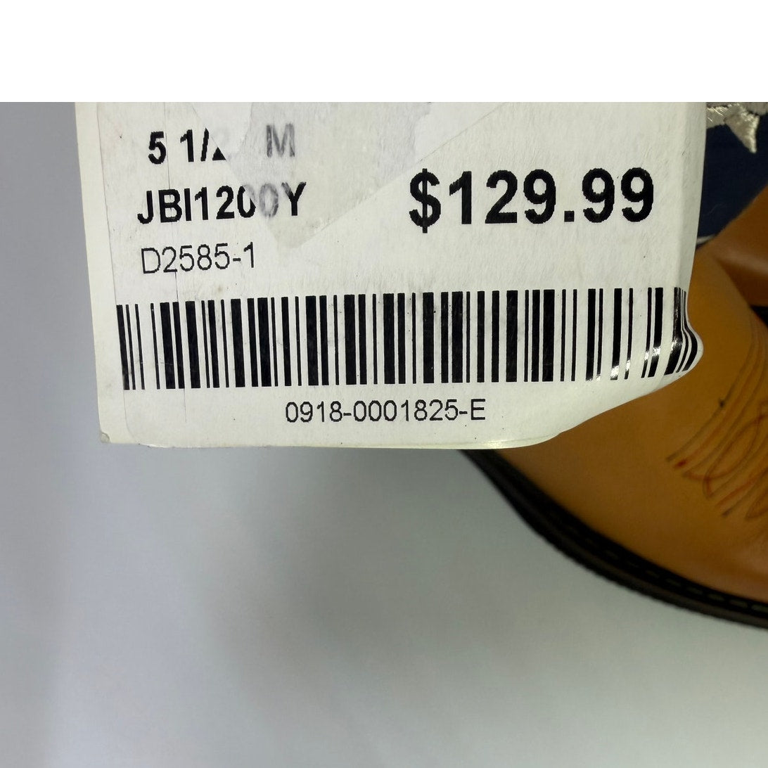 Patriotic American Flag Western Cowboy Boots Youth 5 1/2 M Tan Leather NWT