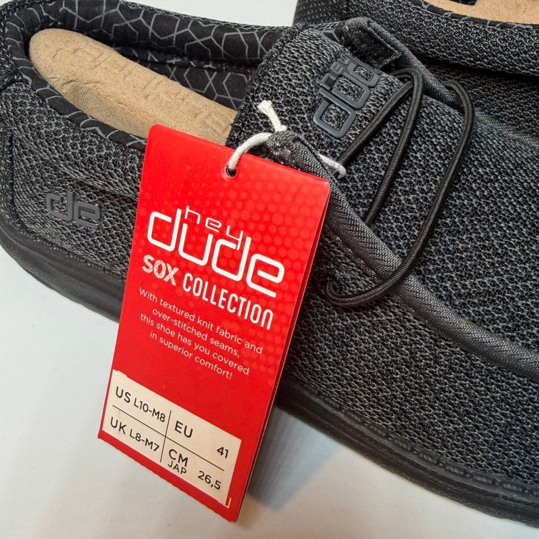 Hey Dude Wally Sox Micro Men’s Size 8 Total Black Slip-On Shoes