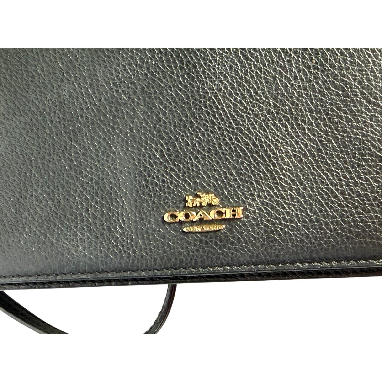 Coach Women’s Black Leather Foldover Crossbody Wallet Bag Adjustable Strap
