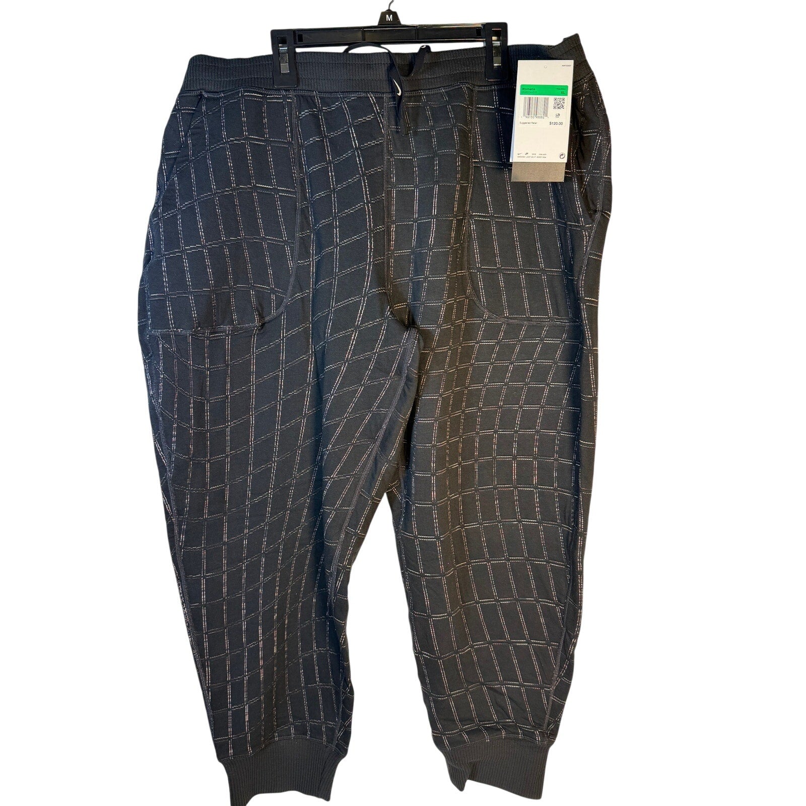 Nike Yoga Luxe Grid Print Jogger Pants Women's XL Black Training New