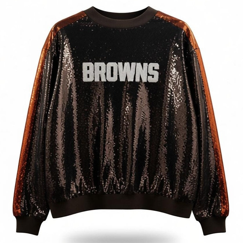 NWT Wild Collective NFL Cleveland Browns Women’s Sequin Jacket – Size XL – MSRP $160