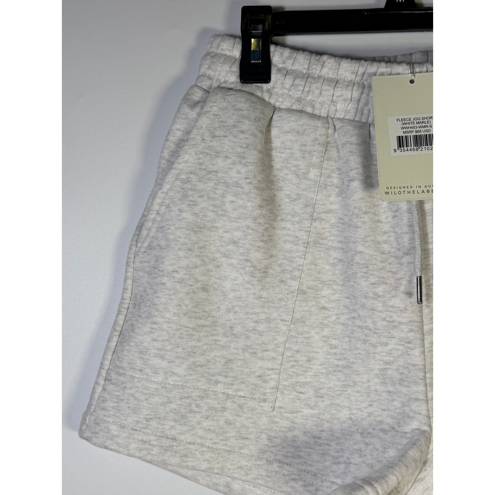 WILO The Label Women’s Fleece Jog Shorts White Marle Size M NWT