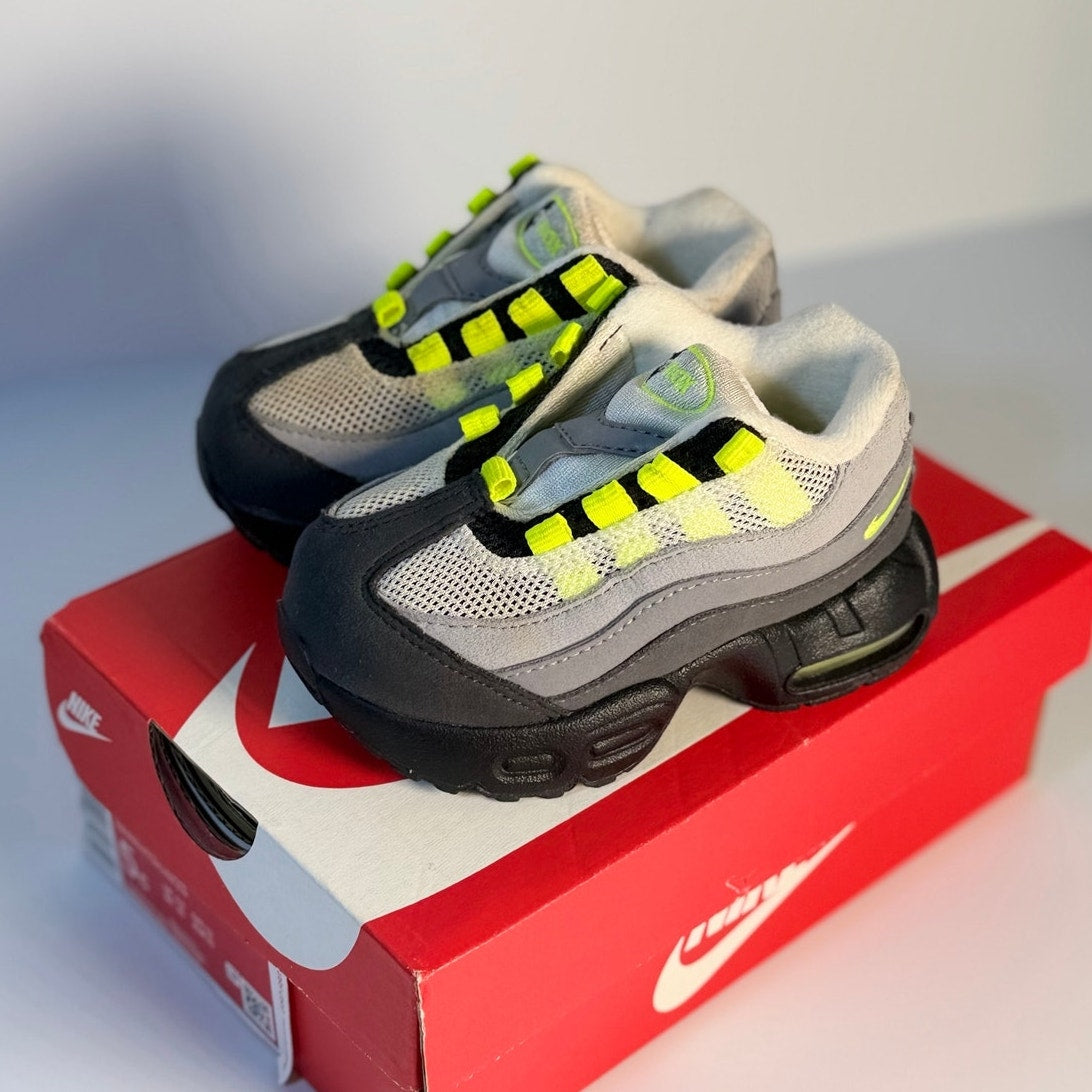 Nike Air Max 95 Toddler Sneakers Gray Volt Black Running Shoes Kids