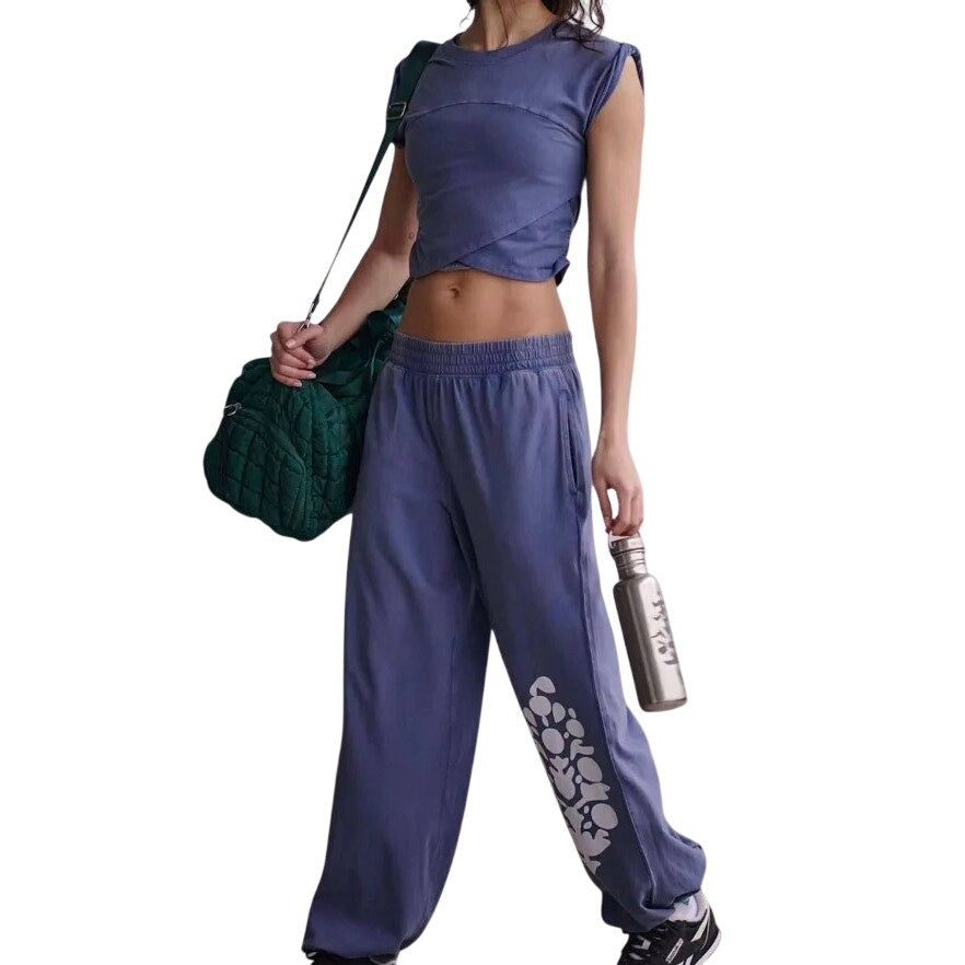 NWT Free People Hot Shot Crossover 2-Piece Set – Women’s Size L – Blue Indigo Combo