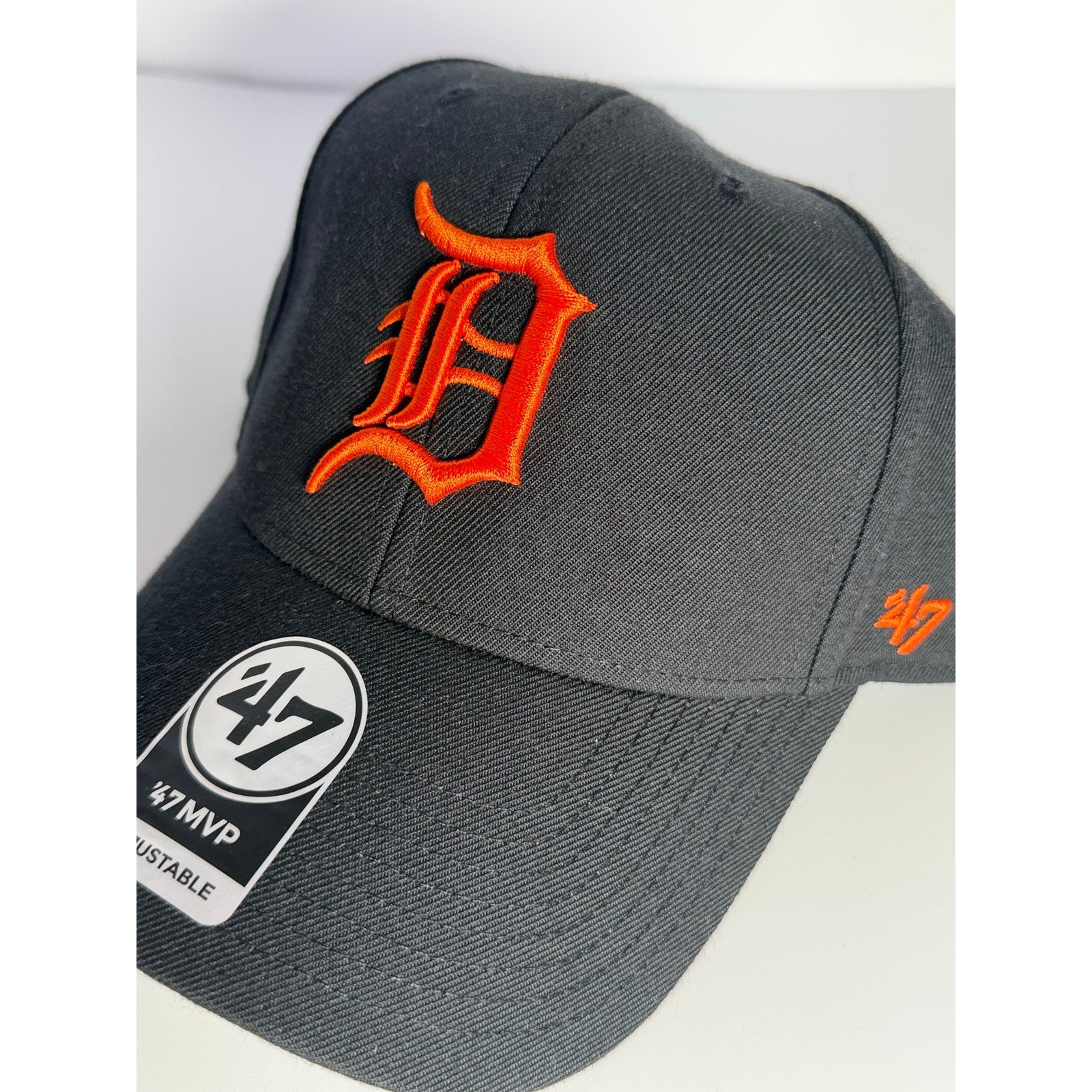'47 Detroit Tigers MVP Adjustable Hat Black Orange Logo Cap NWT OSFM