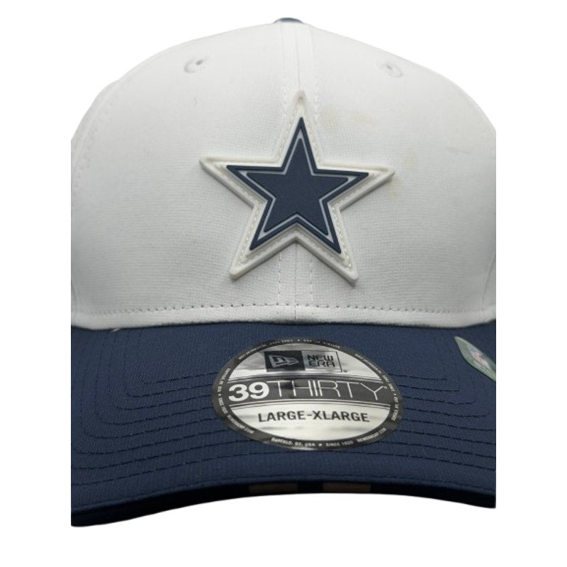 Dallas Cowboys NFL New Era 39THIRTY Hat White Navy Large-XL NWT