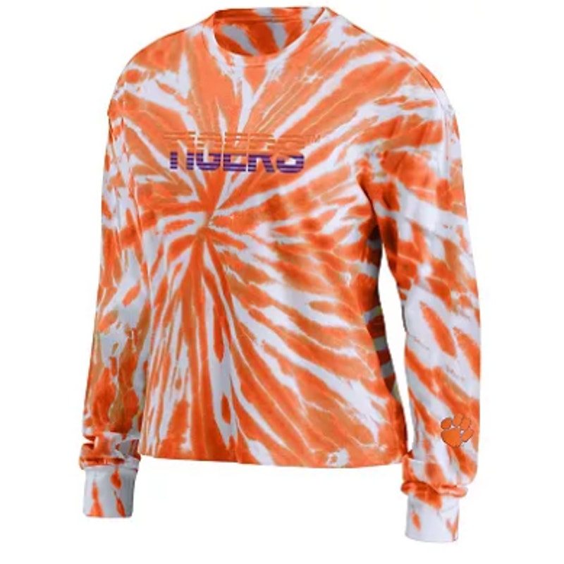 WEAR by Erin Andrews Clemson Tigers Long Sleeve T-Shirt – Women’s 2XL – Orange Tie-Dye