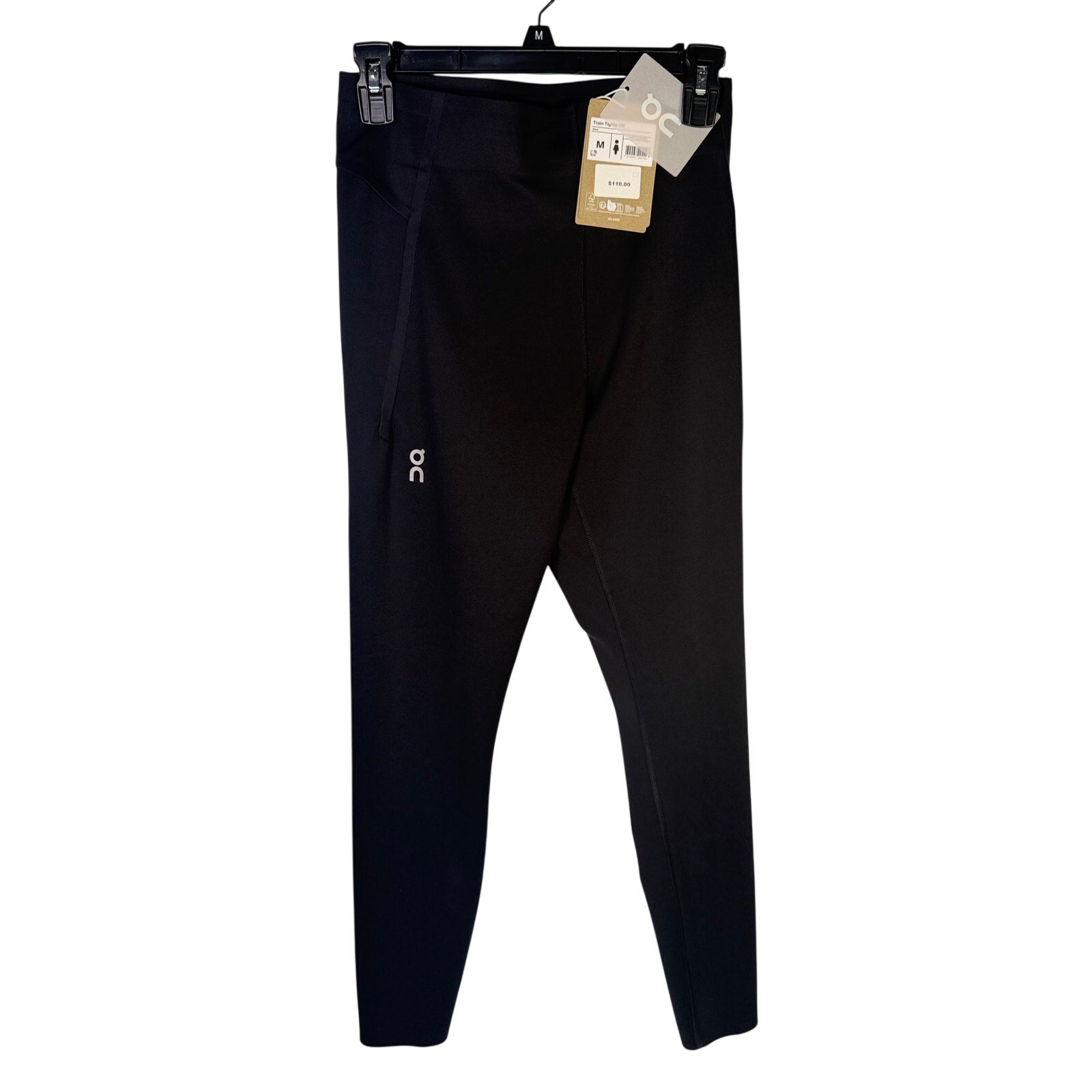 Black On Women’s Train Tights 7/8 Leggings in size M, showcasing stretchy, fitted athletic leggings for women.