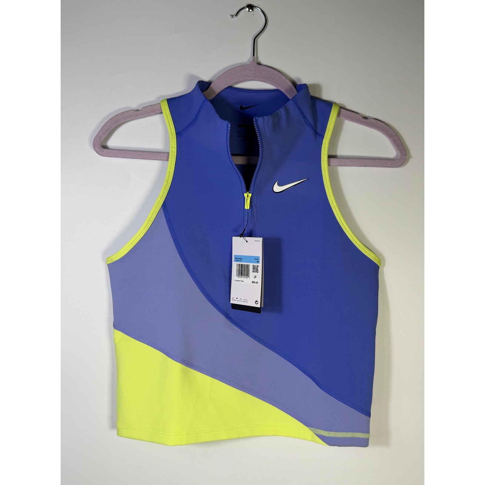 Nike Women’s Sleeveless Quarter-Zip Crop Top Blue Lime Size M NWT