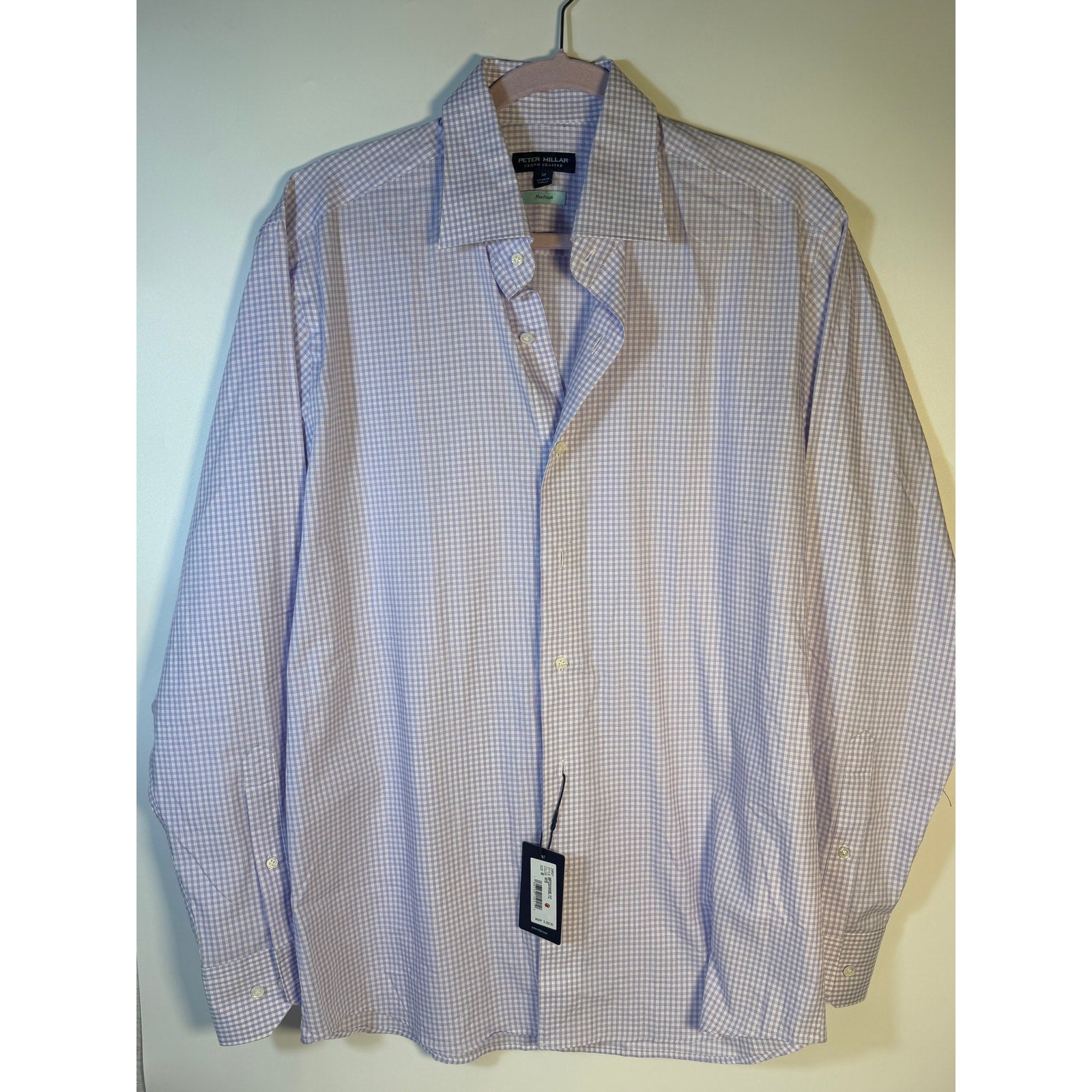 Peter Millar Crown Crafted Flex Finish Dress Shirt Purple Check Men's M NWT