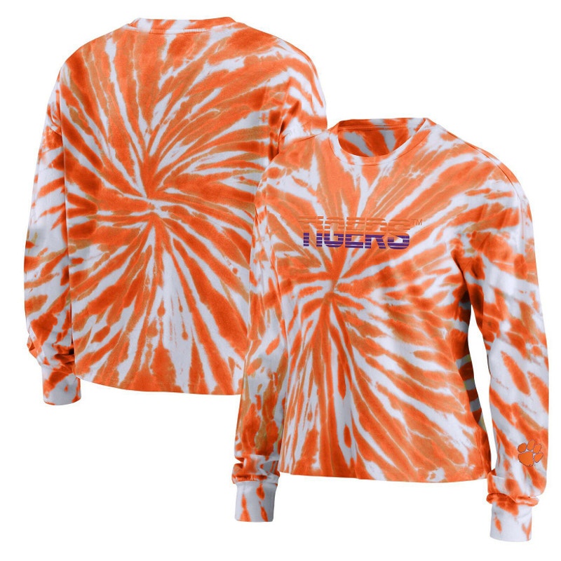 WEAR by Erin Andrews Clemson Tigers Long Sleeve T-Shirt – Women’s 2XL – Orange Tie-Dye
