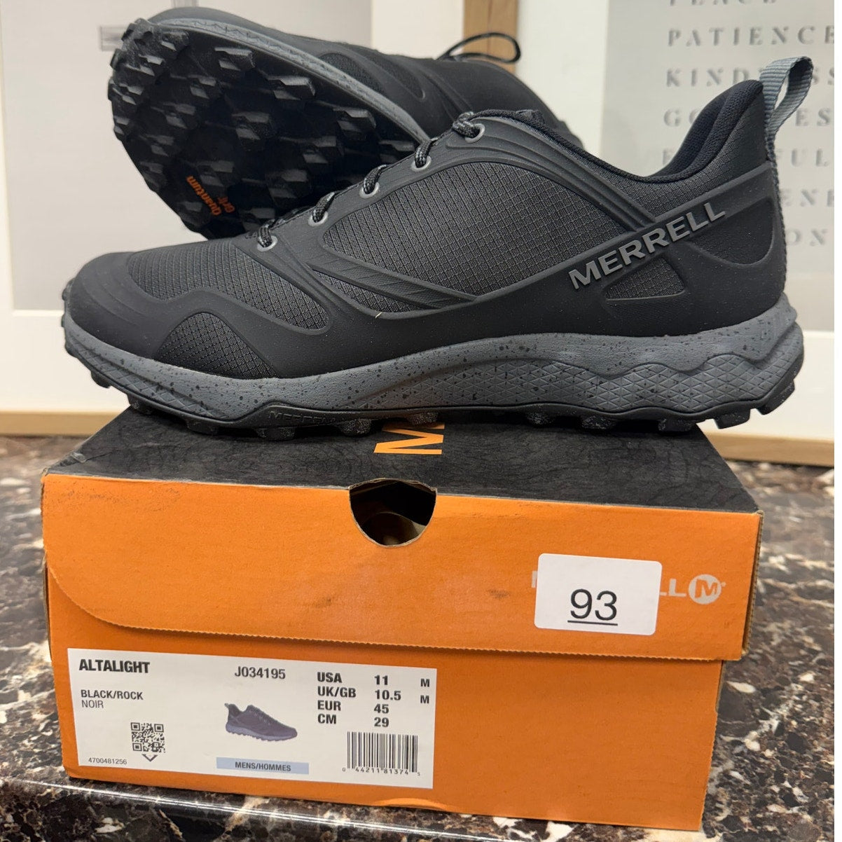 Merrell Altalight Trail Hiking Shoes Black/Rock Men’s 11 EU45 J034195