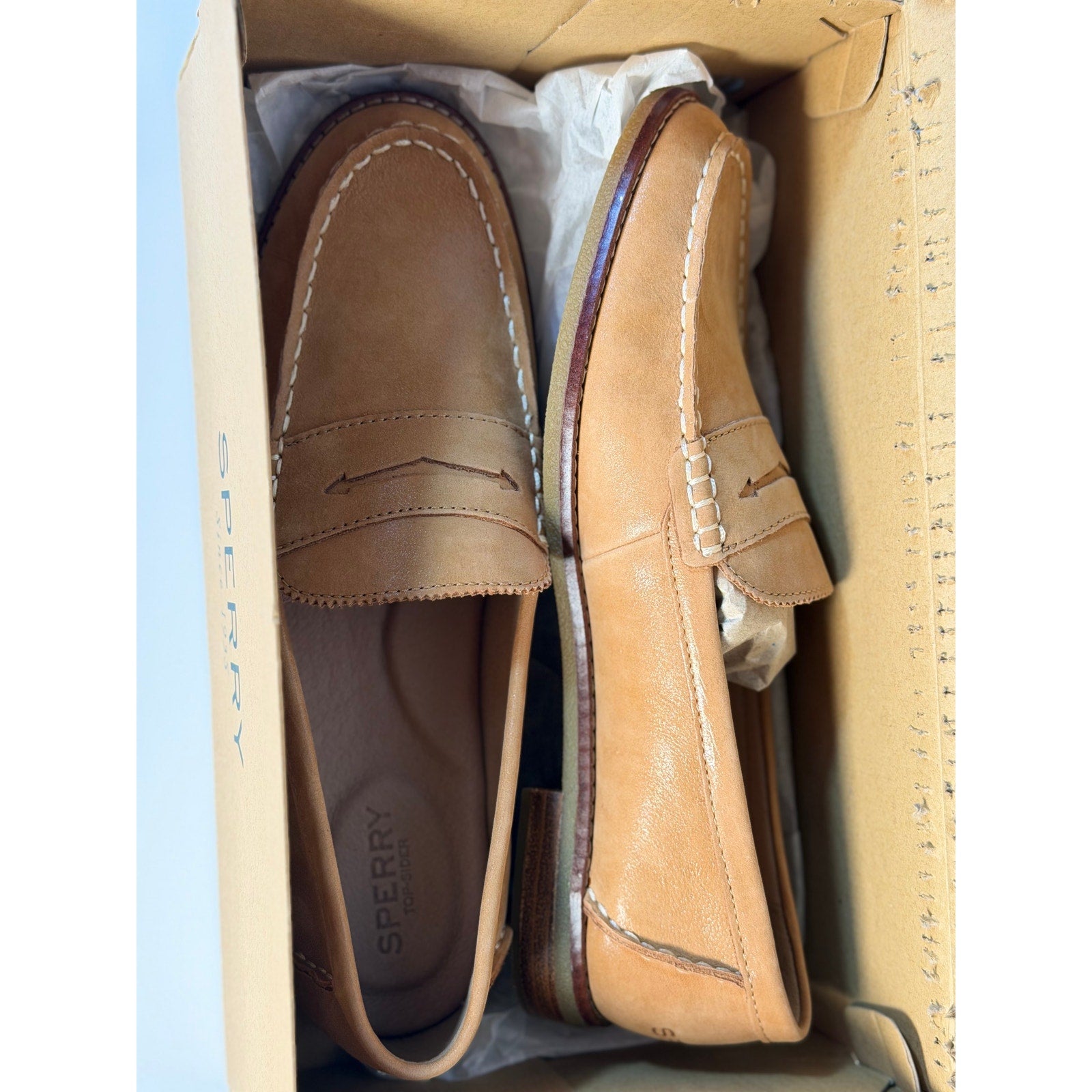 Sperry Seaport Penny Leather Loafers – Women's US 9M Tan STS85444 – New in Box