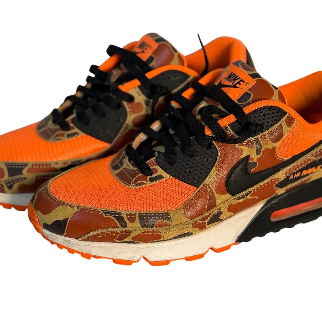 Nike Air Max 90 Orange Camo Black Sneakers Men's Size 11 CW4039-800