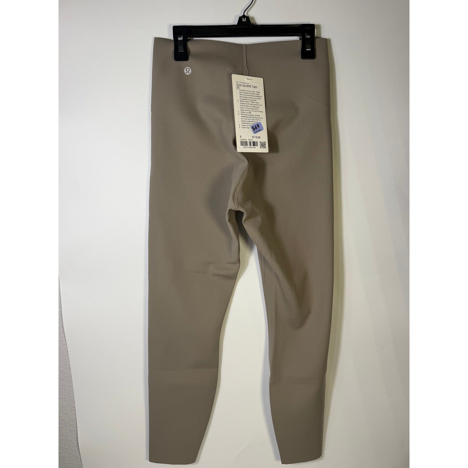 lululemon Glow Up Super-High-Rise Tight 25” Taupe Gray Size 8 NWT
