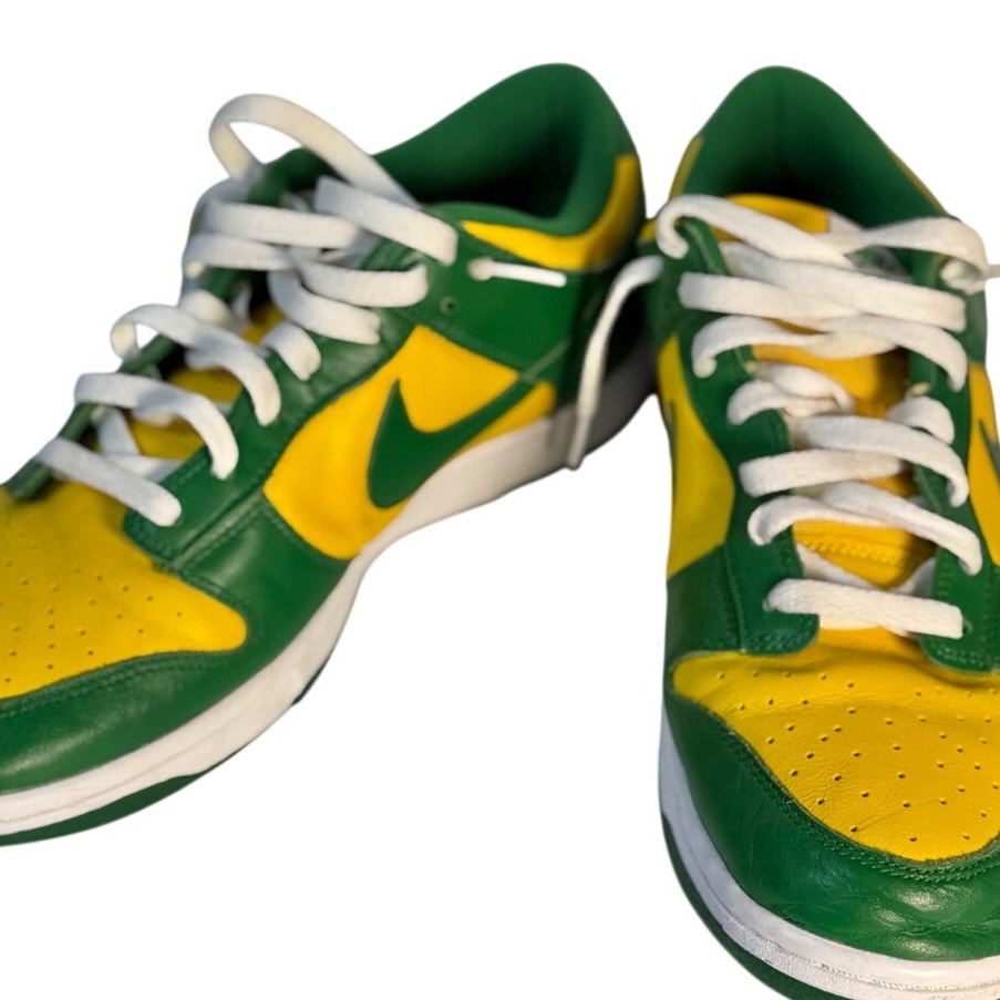 Nike Dunk Low Brazil Green Yellow Leather Sneakers Men's US 11