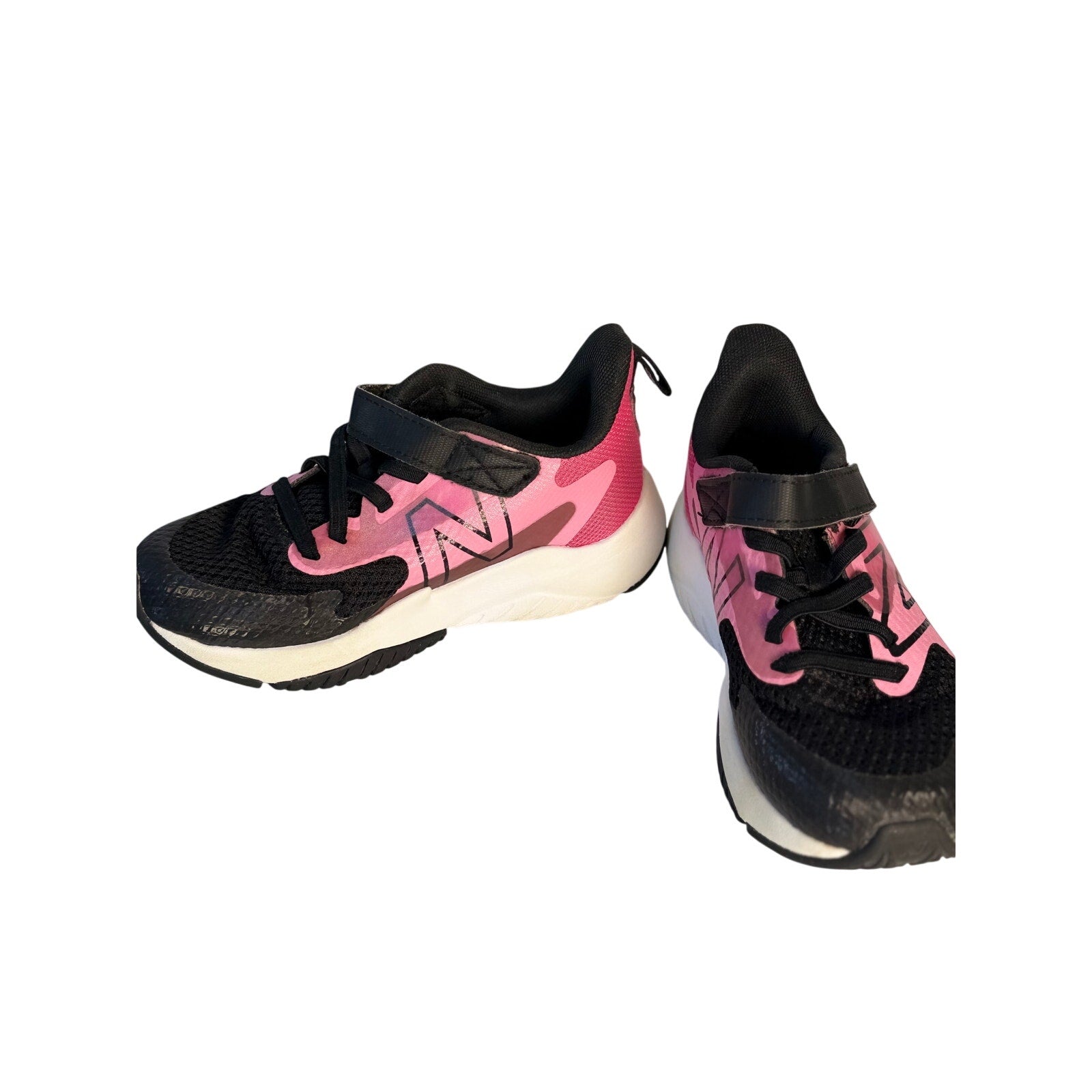 New Balance Kids Running Shoes Black Pink Hook & Loop Sneakers Size 11 US