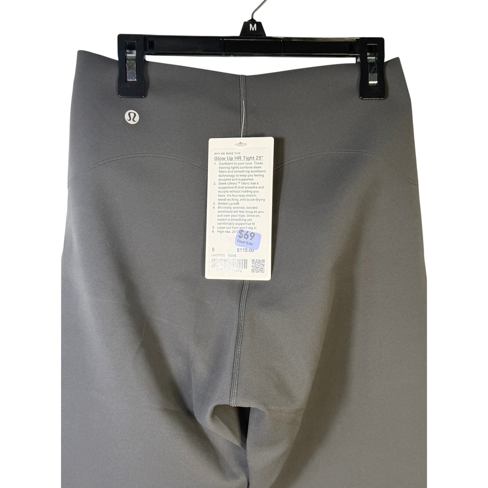 lululemon Glow Up High-Rise Tight 25” Graphite Grey Size 8 NWT