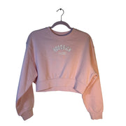 Hoodrich Rhinestone Logo Cropped Sweatshirt Women's Small Pink Crewneck Pullover NWT