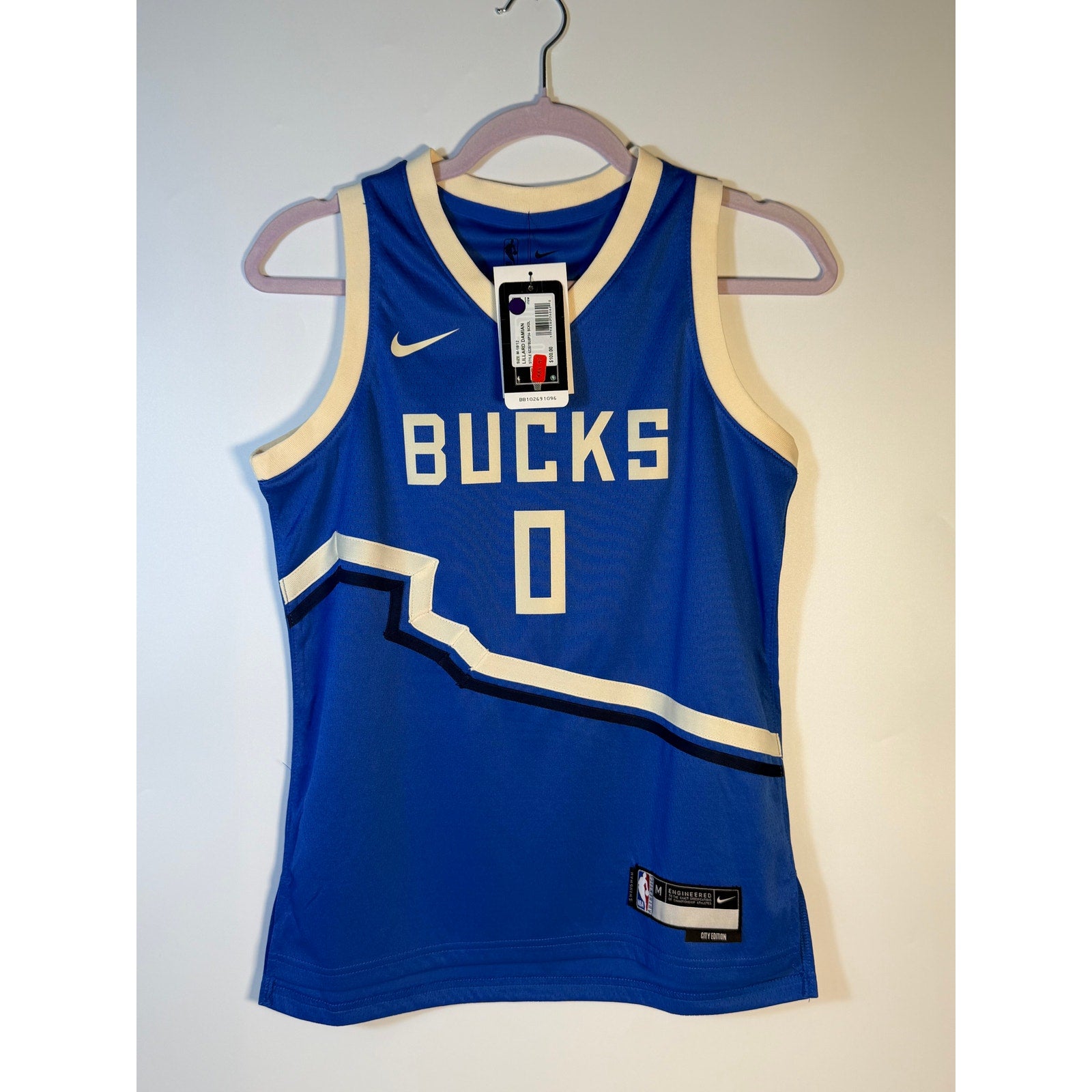 Nike Milwaukee Bucks Damian Lillard #0 City Edition Jersey Youth M 10/12 NWT
