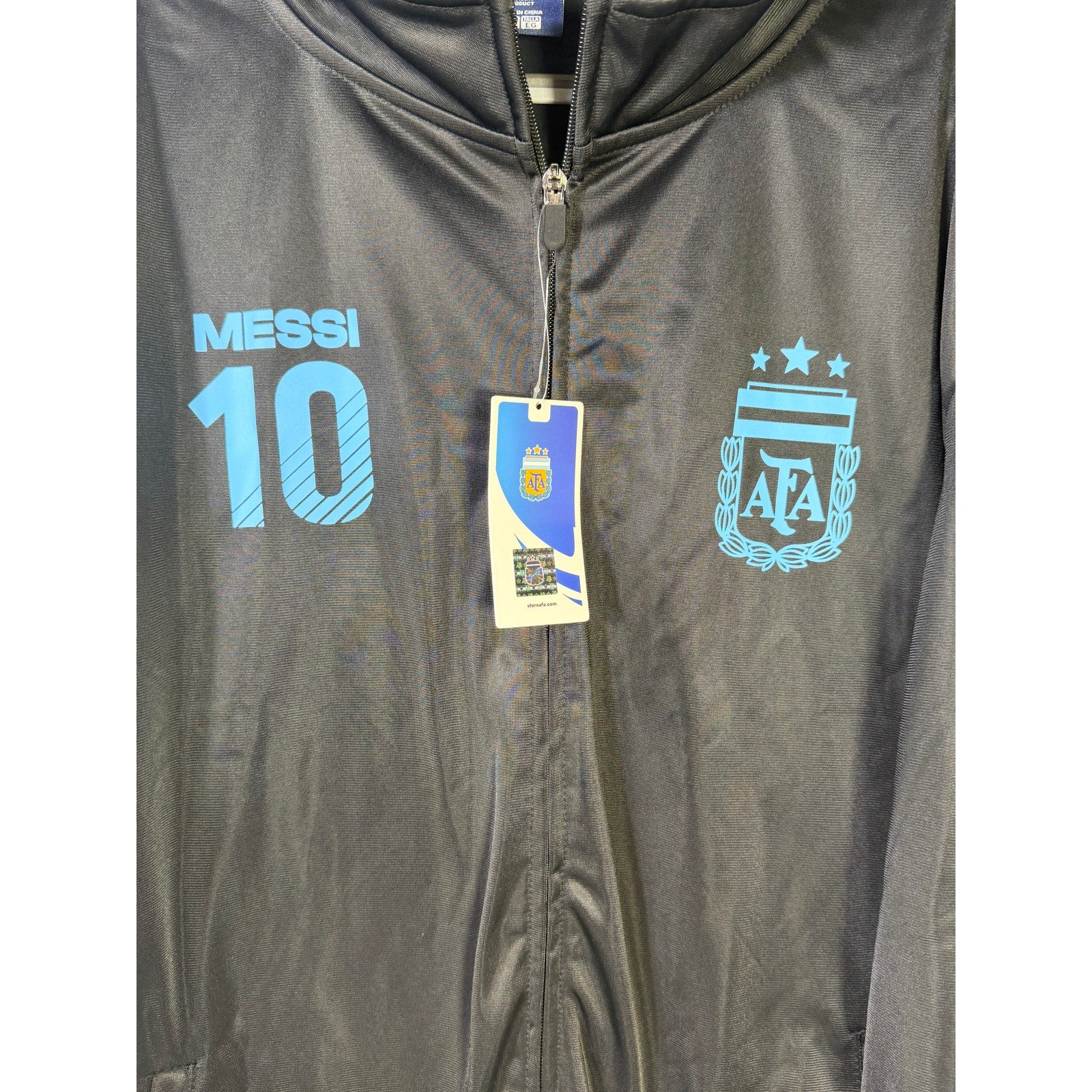 AFA Argentina Messi #10 Full Zip Track Jacket Black Blue Official Product XL NWT