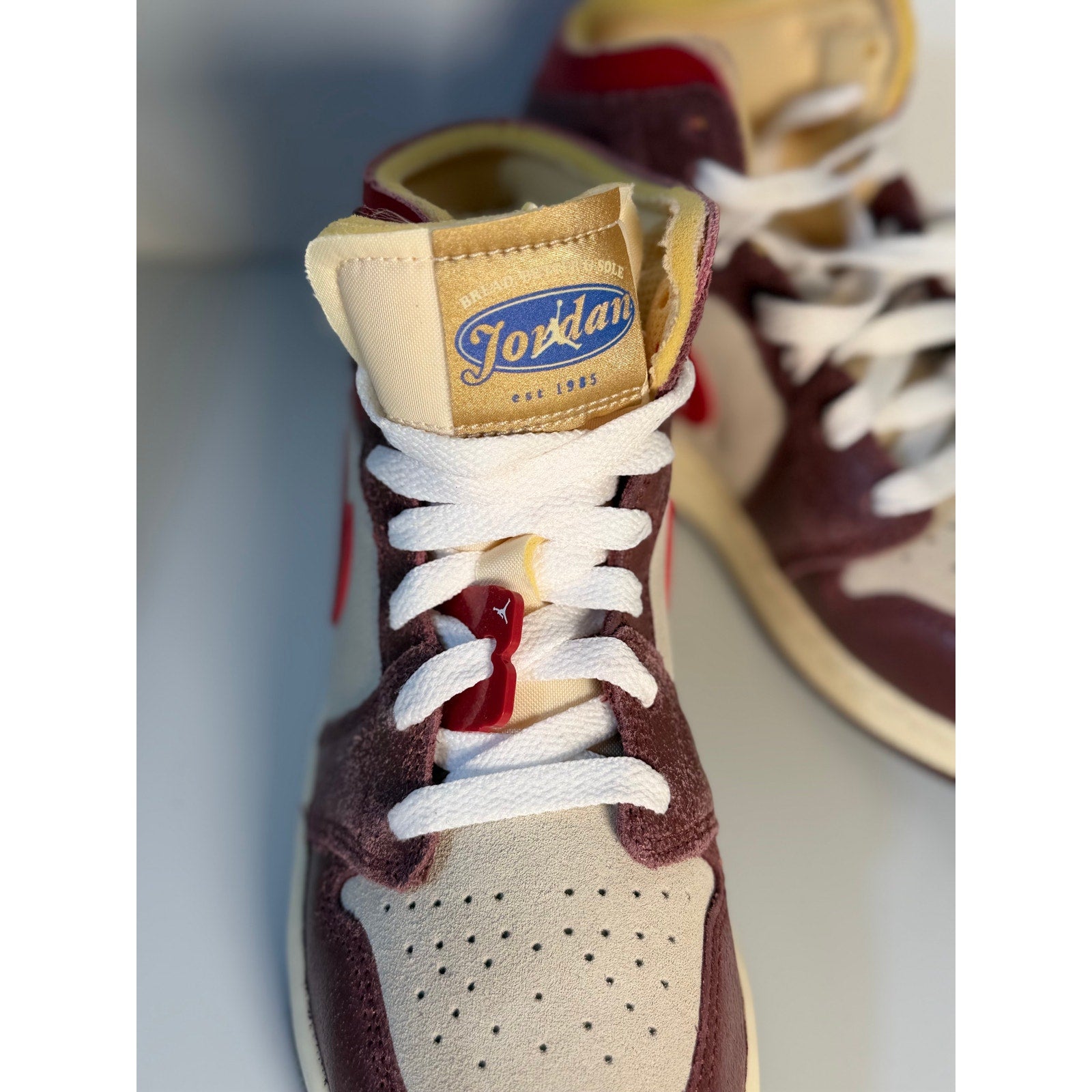 Nike Air Jordan 1 Mid SE Craft Sneakers Sail Red Brown Men's Size 4