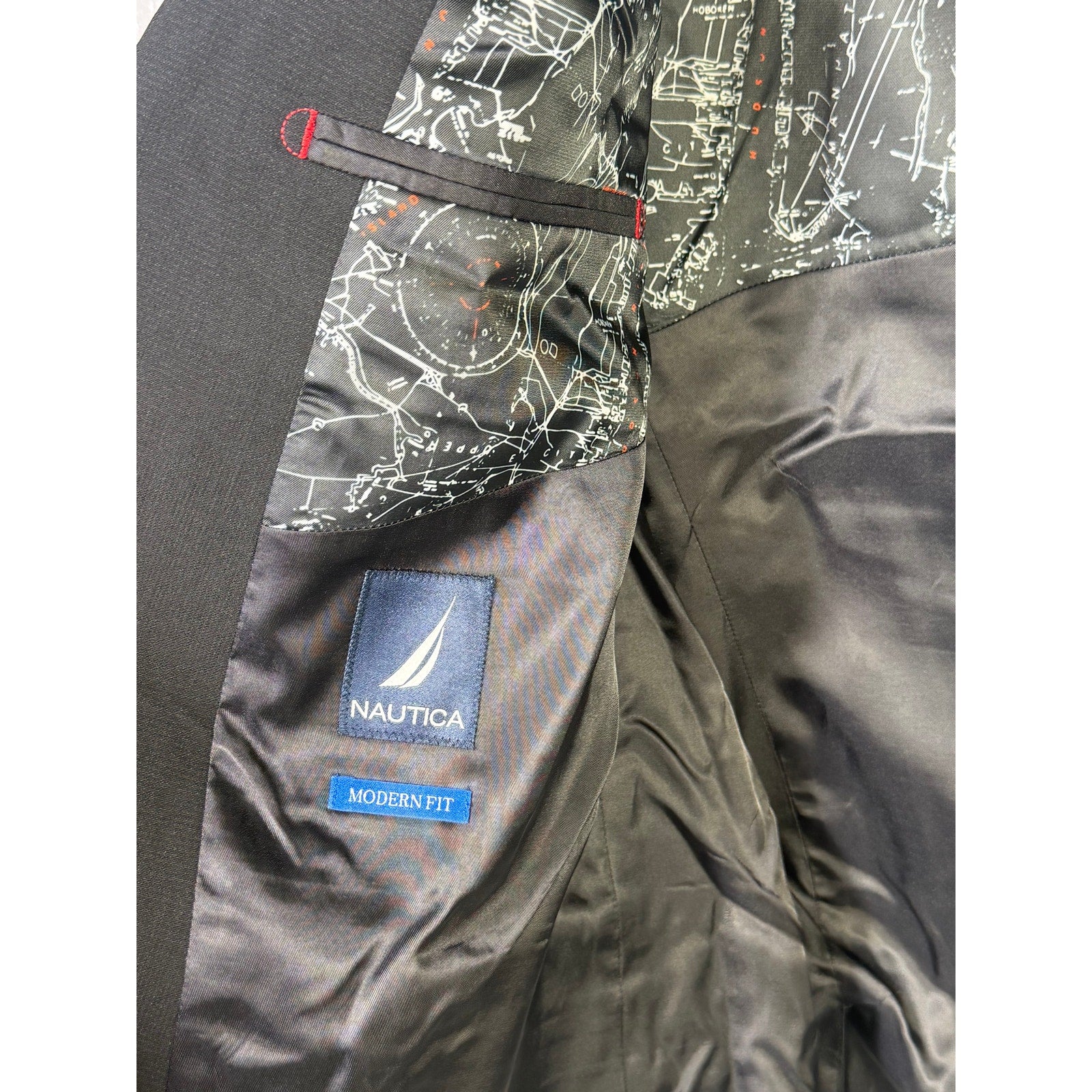 Nautica men's black Ventura modern fit active stretch blazer size 46R, tailored with a sleek, professional look.
