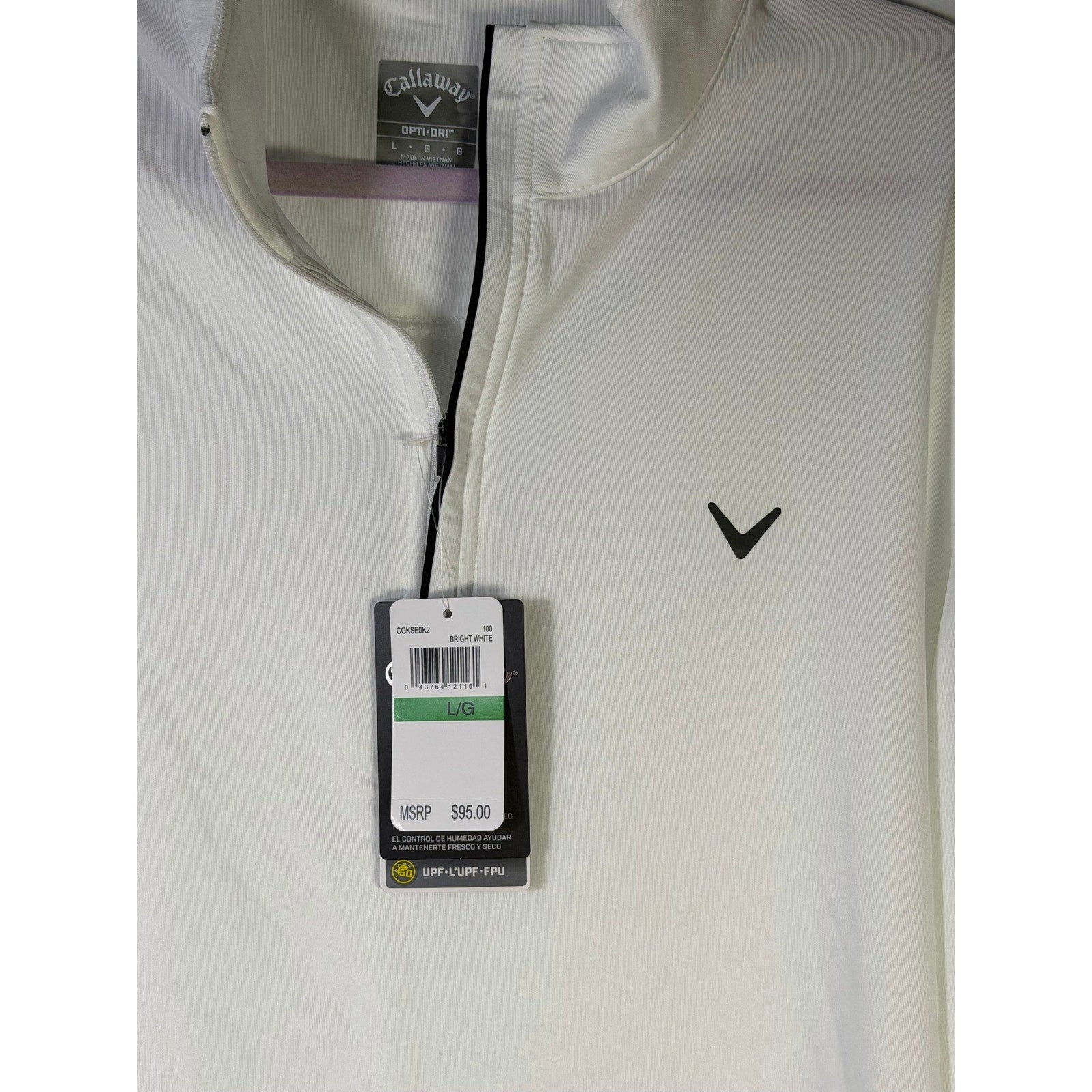 Callaway Women’s Opti-Dri Quarter Zip Golf Pullover White Size L NWT