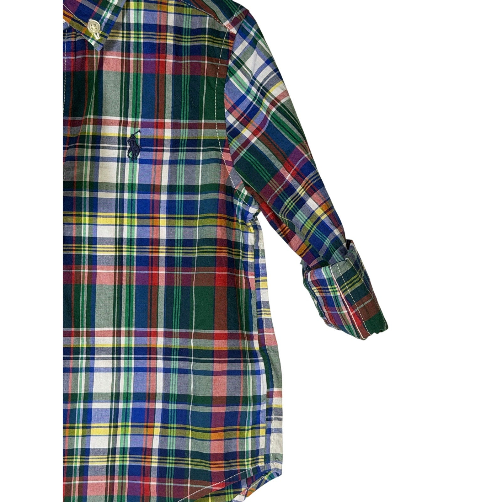 Polo Ralph Lauren Boys Plaid Shirt Khaki Chino Shorts Size 2T Outfit Set