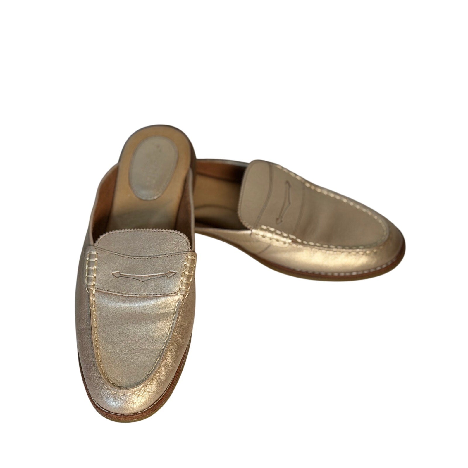 Sperry Top-Sider Metallic Gold Leather Mule Loafers – Women's US 8 – STS82554