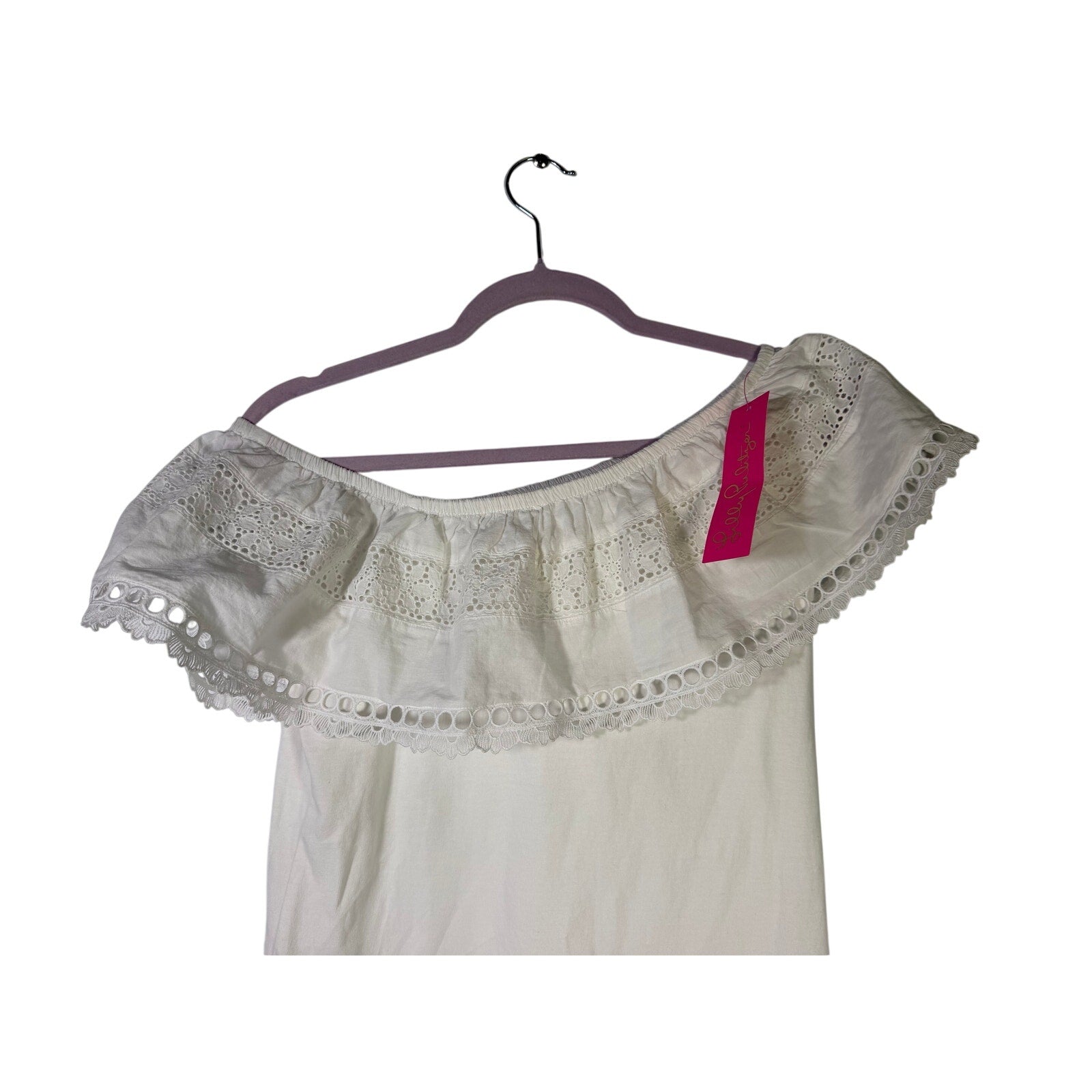 Lilly Pulitzer Tracee Off Shoulder Eyelet Top White Women's Small NWT