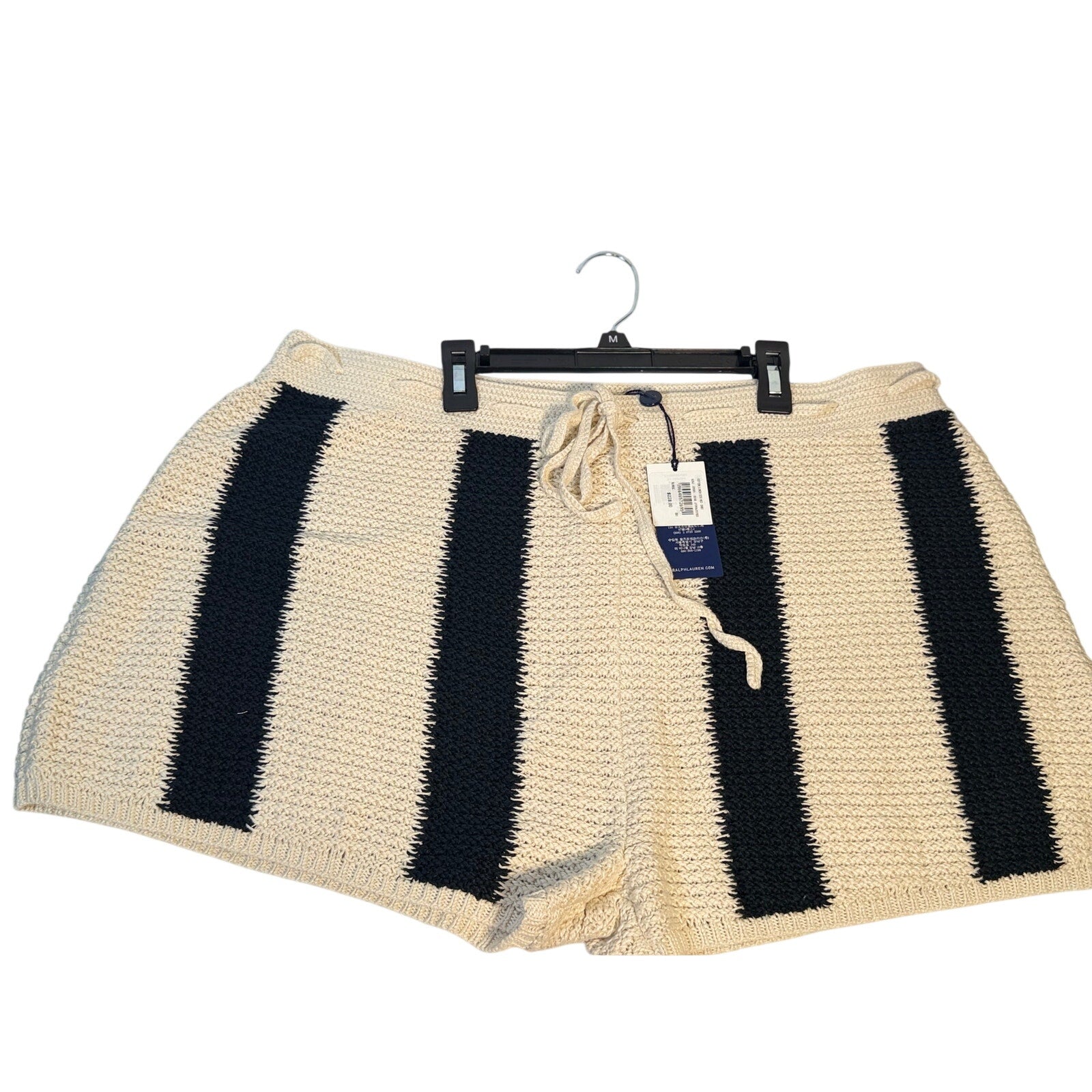 Polo Ralph Lauren Cotton Linen Stripe Knit Shorts Cream Navy Men's XL NWT