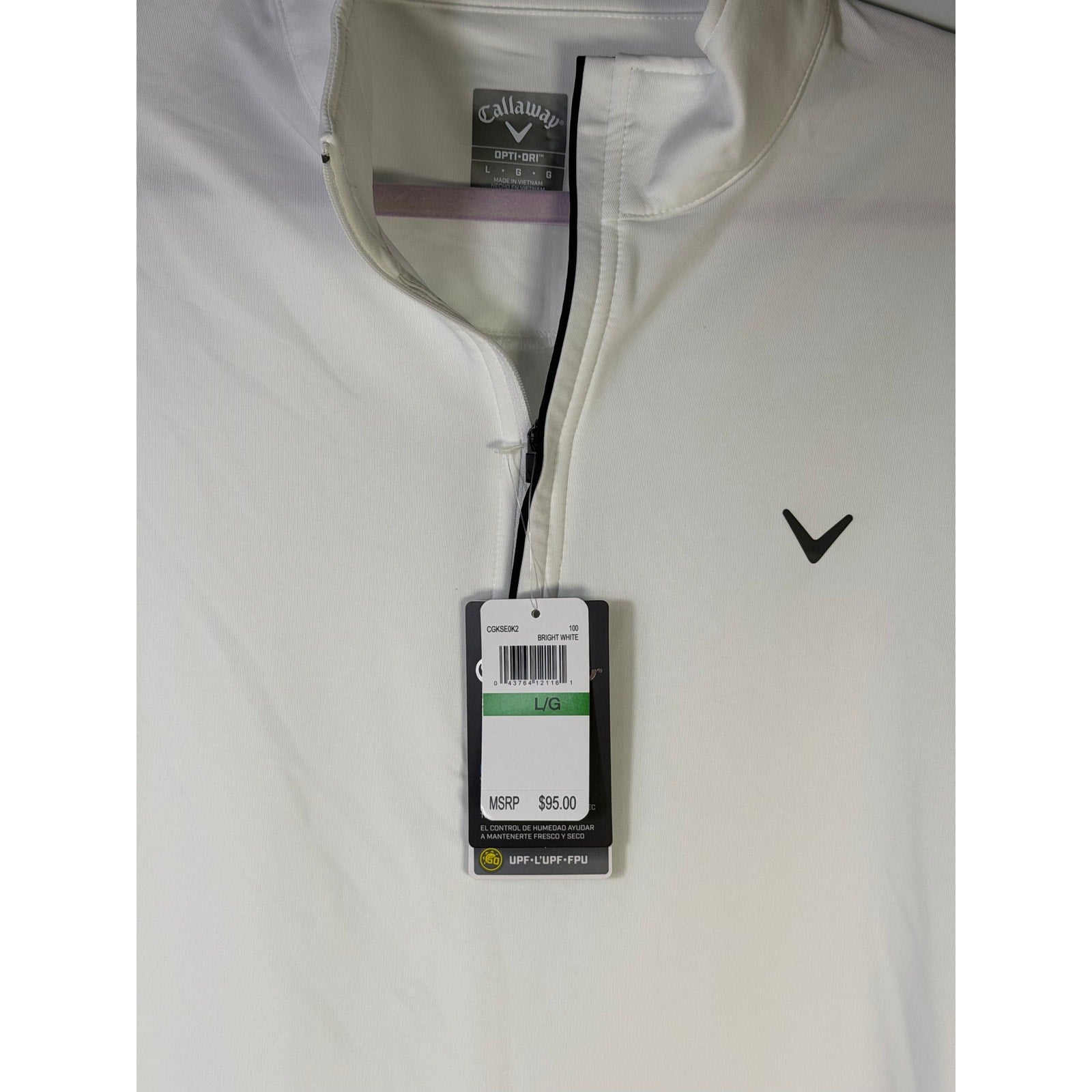 Callaway Women’s Opti-Dri Quarter Zip Golf Pullover White Size L NWT