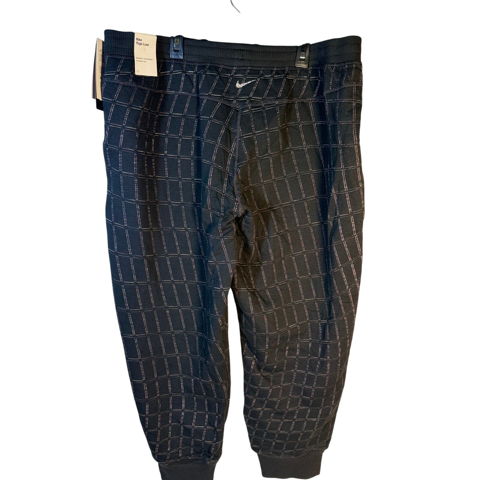 Nike Yoga Luxe Grid Print Jogger Pants Women's XL Black Training New