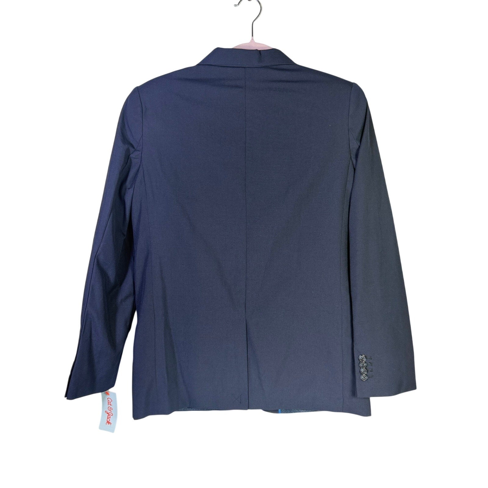 Boy's navy blue blazer by Cat & Jack, size 16, two-button suit jacket, neatly tailored with classic style and smooth fabric.