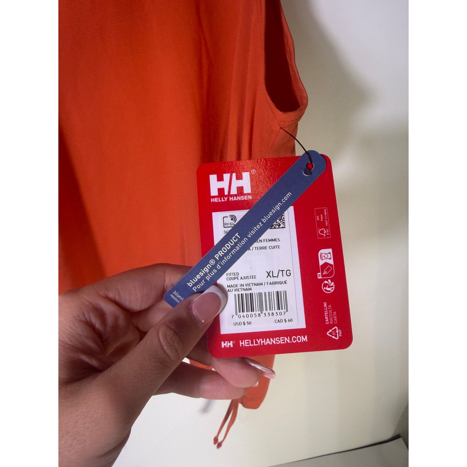 Helly Hansen Women's Active Tank Top XL Orange Sleeveless Drawstring Hem New