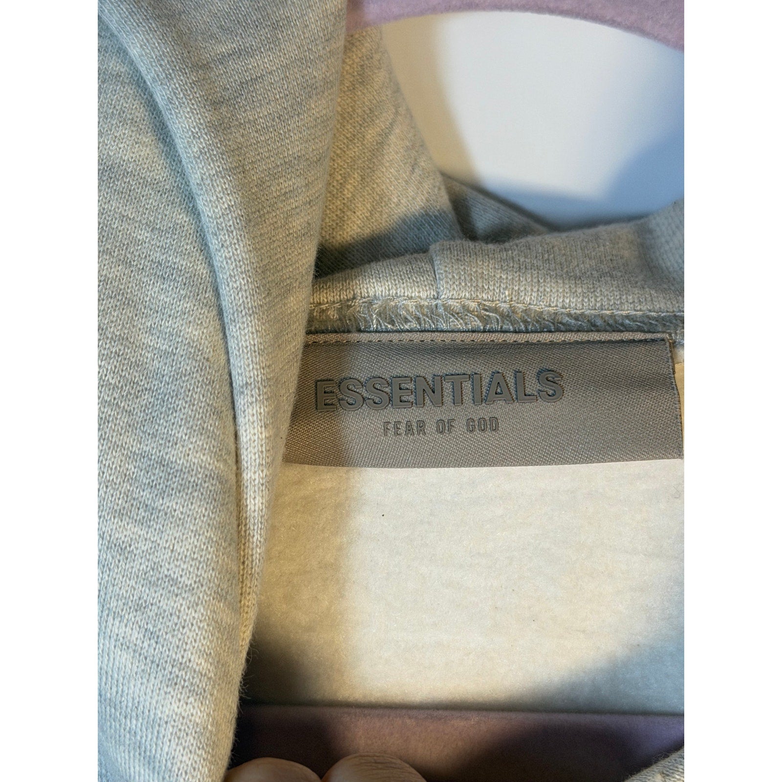 Fear of God ESSENTIALS Pullover Hoodie Light Oatmeal Men's Large Logo Sweatshirt