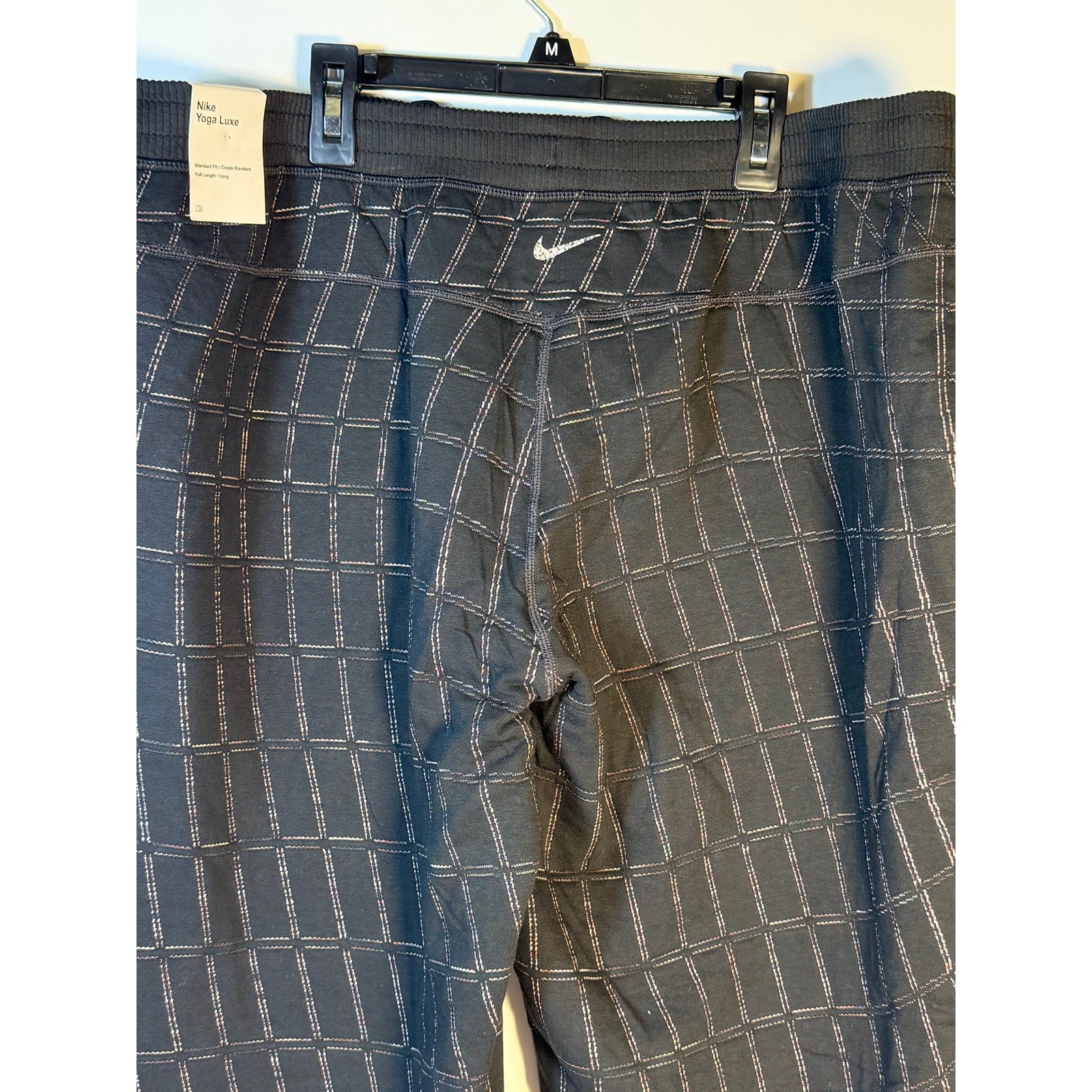 Nike Yoga Luxe Grid Print Jogger Pants Women's XL Black Training New