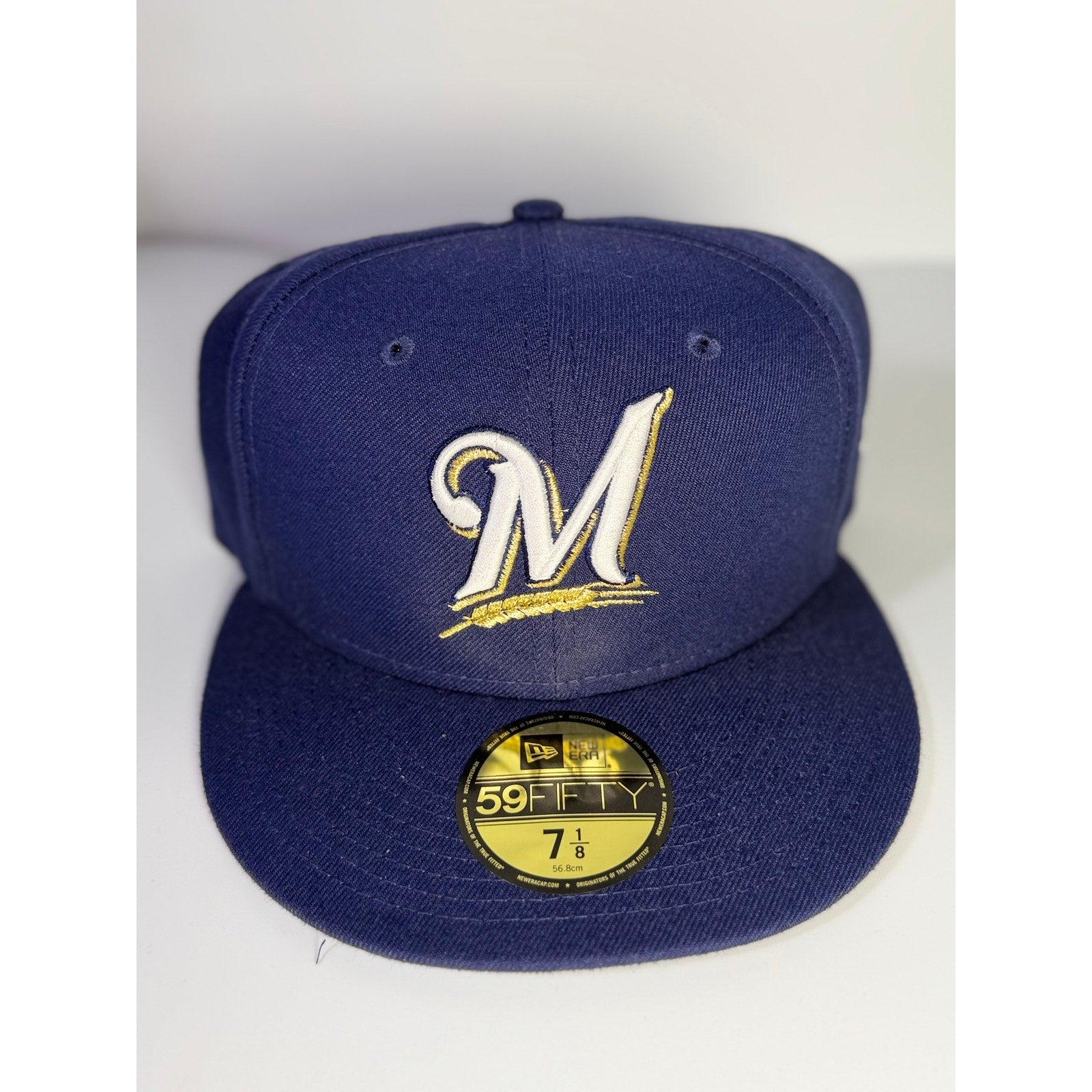 New Era Milwaukee Brewers 59FIFTY Fitted Cap Blue Size 7 1/8 MLB NWT
