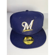 New Era Milwaukee Brewers 59FIFTY Fitted Cap Blue Size 7 1/8 MLB NWT