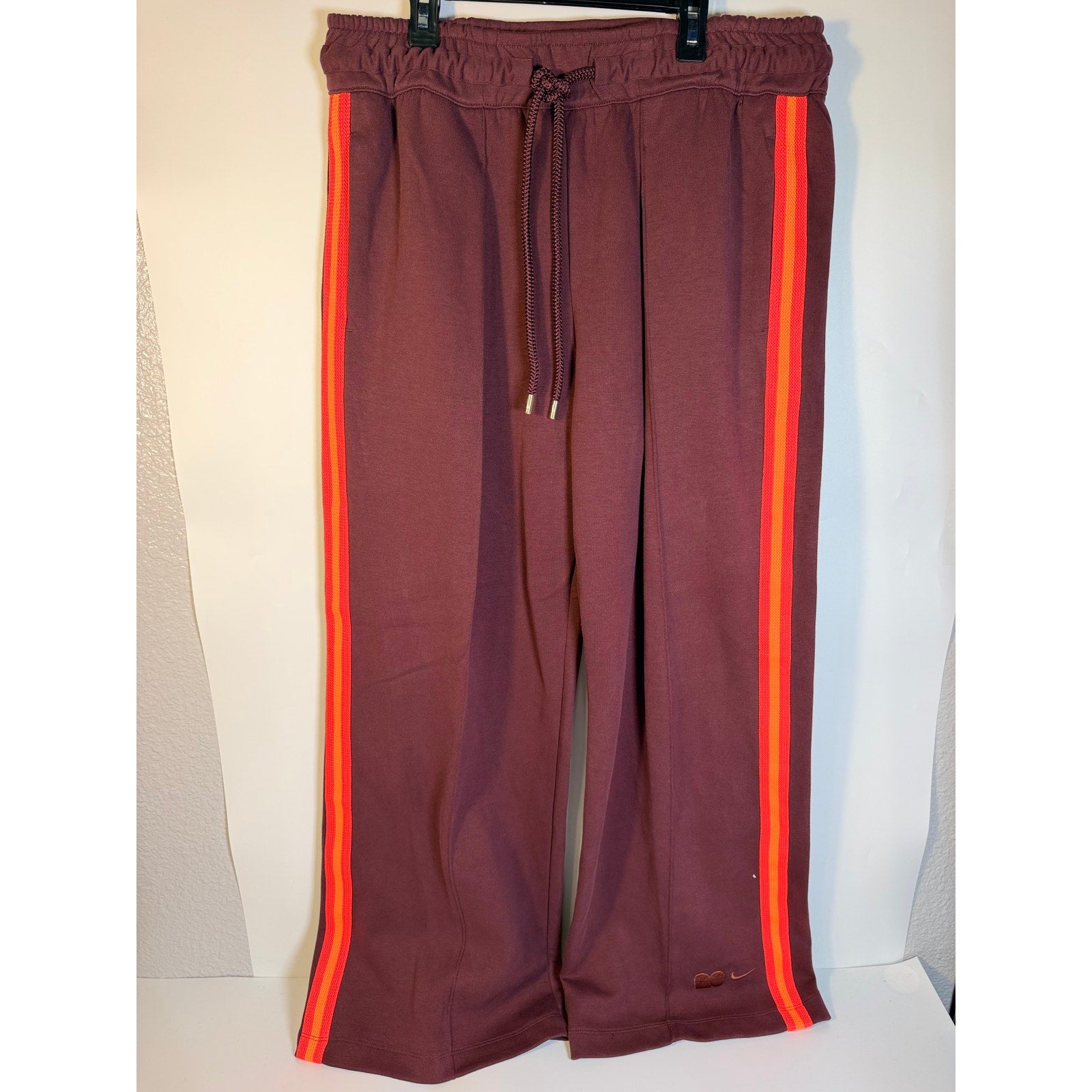 Nike NOCTA Open Hem Fleece Track Pants Brown Orange Stripes Men's L