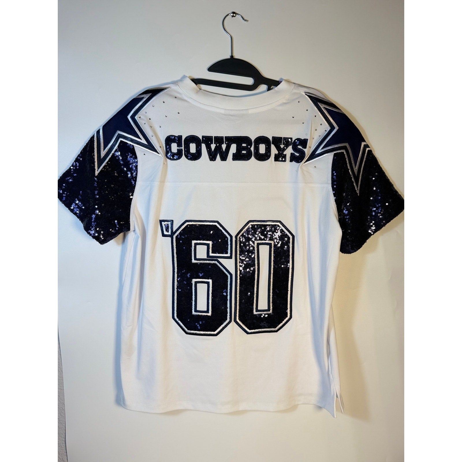 WEAR by Erin Andrews Dallas Cowboys Sequin Jersey Women's Large White NWT NFL